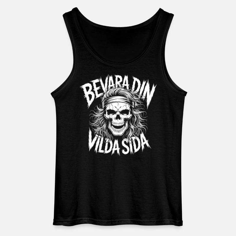 Vild Side-kranium - Gildan tanktop til mænd - sort