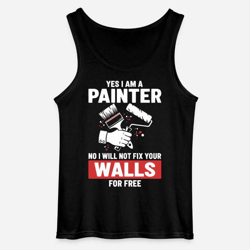 Humor Painter Fixed Not Walls - Gildan Men’s Tank Top - black