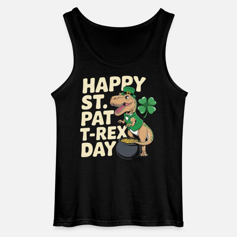 Dino Leprechaun St Patrick Day - Gildan Men’s Tank Top - black