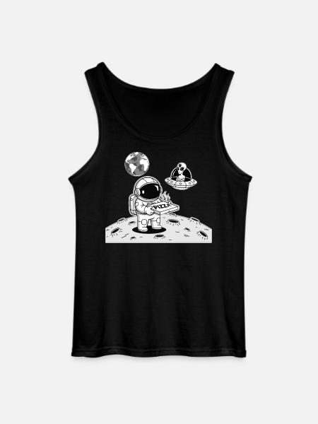 Astronaut Delivery Alien Space Pizza - Gildan Men’s Tank Top - black