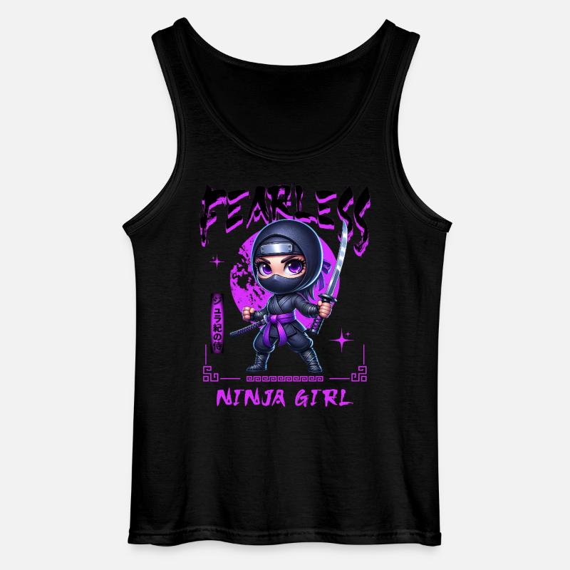 Ninja Mädchen Chibi mit Katana - Gildan Männer Tank Top - Schwarz