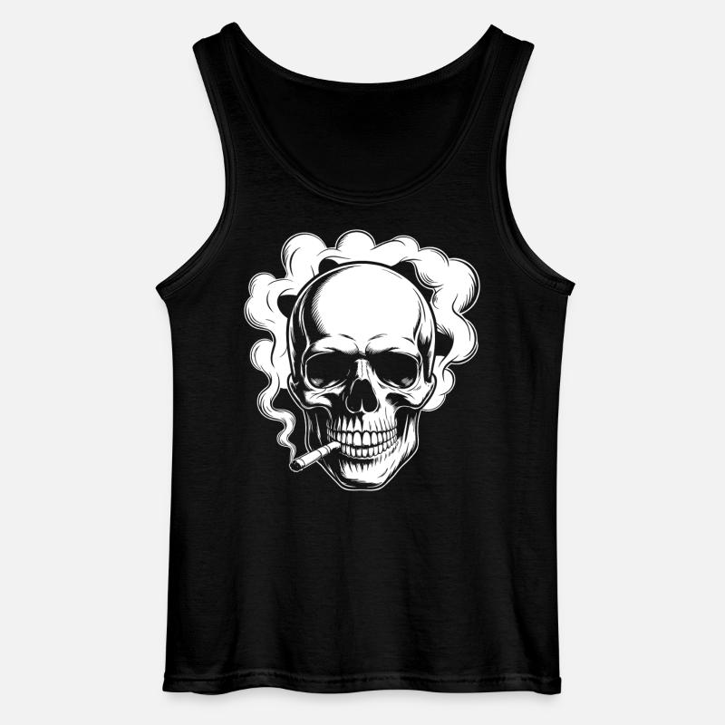Smoking Skull Design - Gildan Männer Tank Top - Schwarz