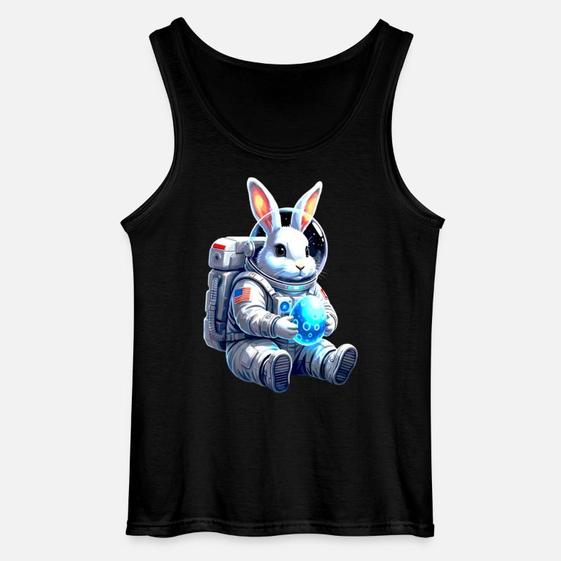 Astronaut Easter Bunny Space Egg - Gildan Men’s Tank Top - black