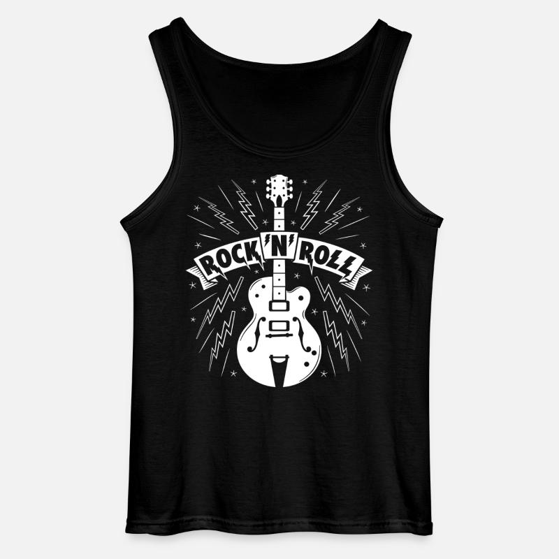 Rock'N'Roll-Banner mit Gitarre - Gildan Männer Tank Top - Schwarz