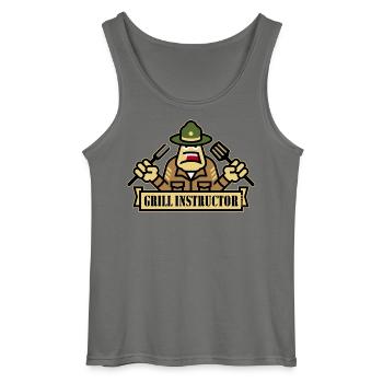 Grill Instructor (Grilling / BBQ / Barbecue / Outl) - Gildan Men’s Tank Top - charcoal grey - Front - AI Model Male 185 dark (185cm)