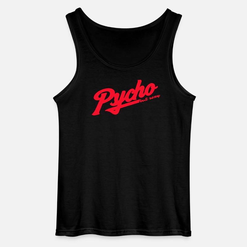 Psycho Retro Script Logo - Gildan Men’s Tank Top - black
