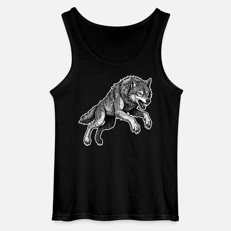 Wild Wolf Race Maskottchen Alpha Wolf - Gildan Männer Tank Top - Schwarz