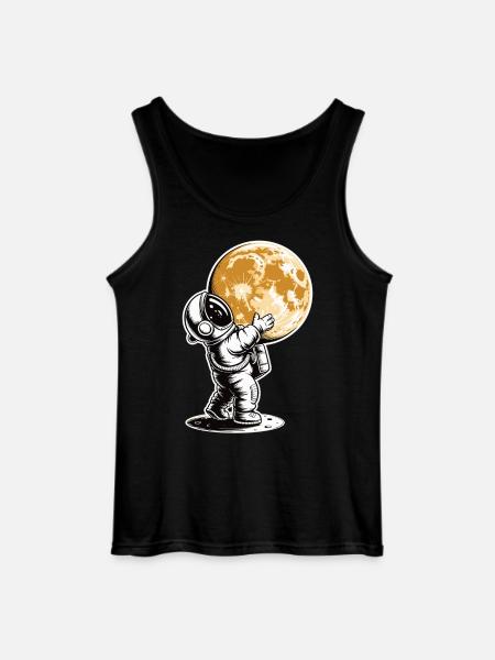Astronaut Hugging Moon T-Shirt - Gildan Men’s Tank Top - black