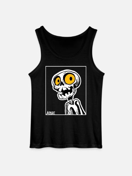 Skeleton Cartoon with Big Yellow Eyes - Gildan Men’s Tank Top - black