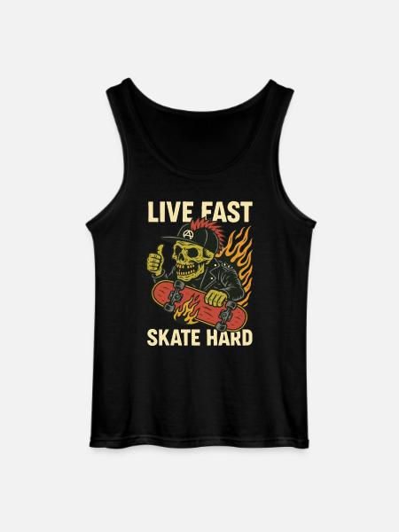 Live Quick Skate Hard Skull - Gildan Men’s Tank Top - black