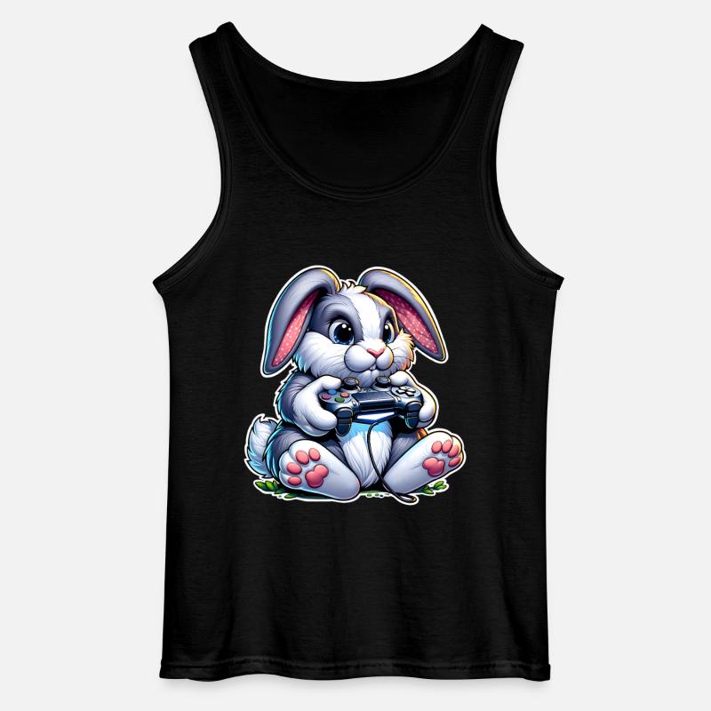 Gamer bunny with controller - Gildan Men’s Tank Top - black
