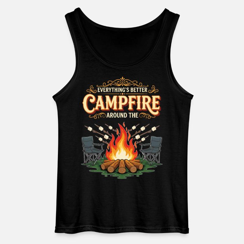 Campfire Marshmallow Everything Better Camping - Gildan Men’s Tank Top - black