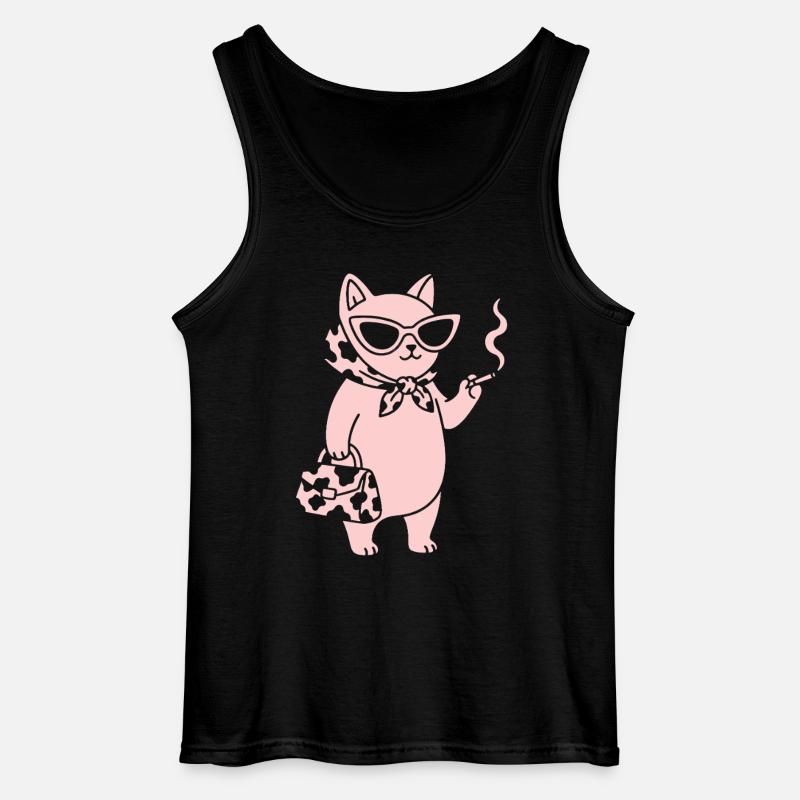 Rosa Katze mit Sonnenbrille - Gildan Männer Tank Top - Schwarz