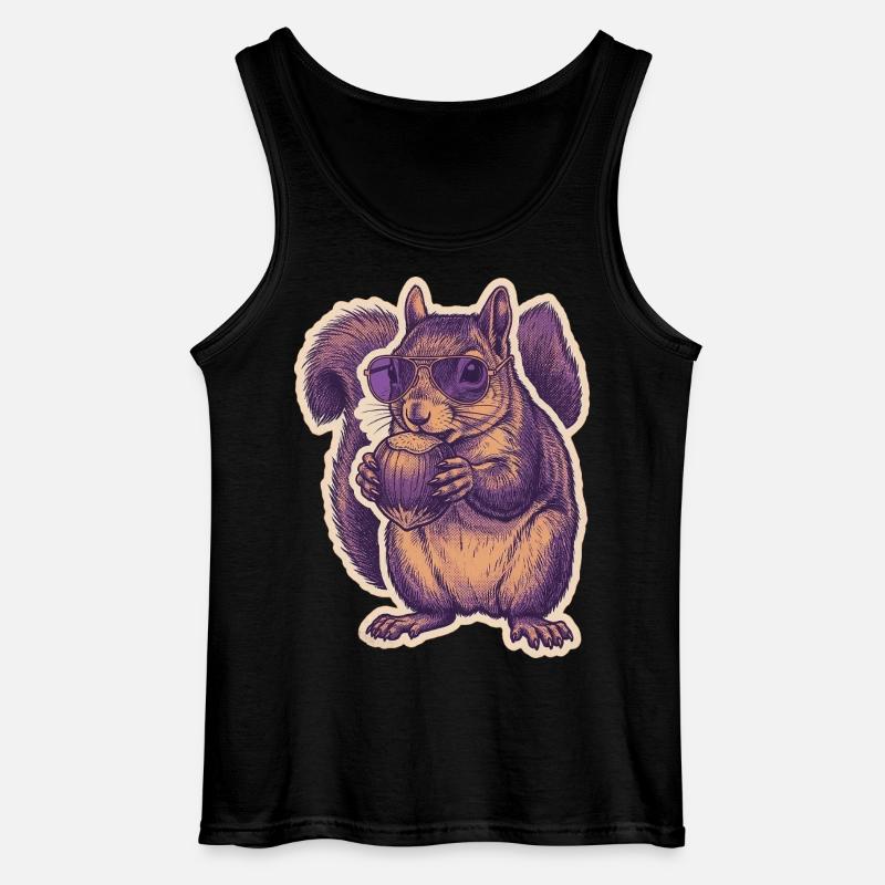 Eichhörnchen Mit Sonnenbrille Knabbert Haselnuss - Gildan Männer Tank Top - Schwarz