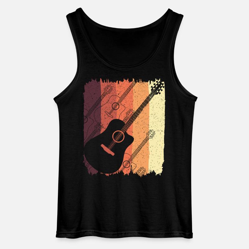 Akustikgitarre auf Sunset Stripes - Gildan Männer Tank Top - Schwarz