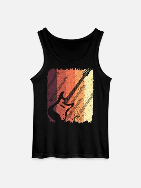 Retro E-Gitarre Sunset Stripes - Gildan Männer Tank Top - Schwarz