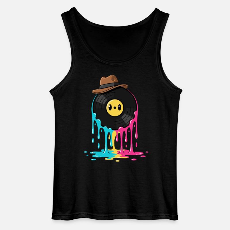 Vinylplade Vinyl Retro - Gildan tanktop til mænd - sort