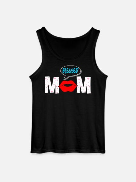 Proud Mom Lips Aesthetic Shirt - Gildan Men’s Tank Top - black