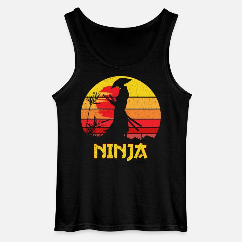 Sunset Ninja Silhouette - Gildan Männer Tank Top - Schwarz