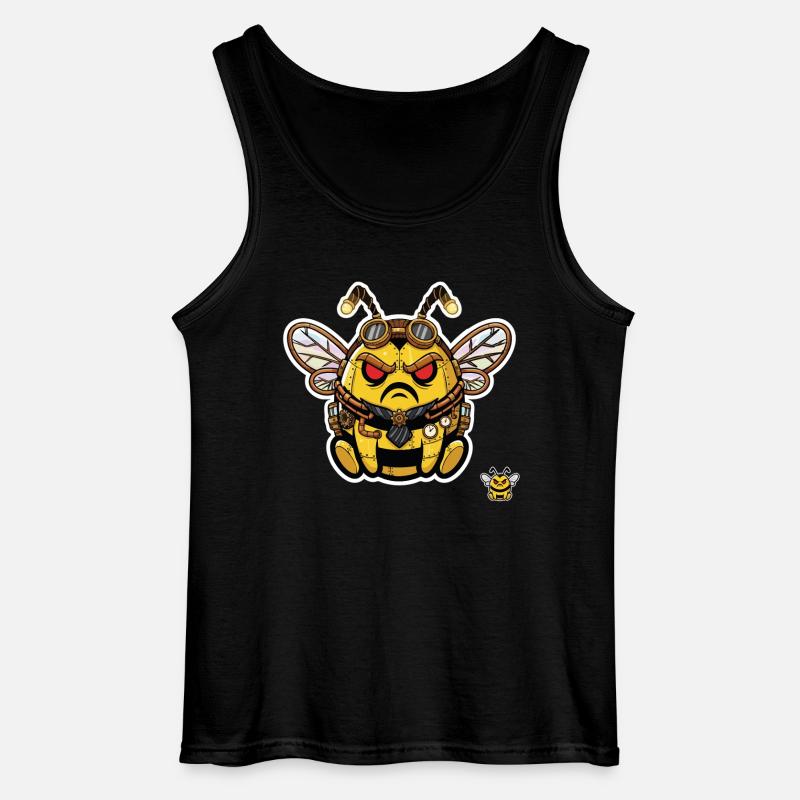 Bionic Edgy Steampunk Cyborg Bee - Gildan Men’s Tank Top - black