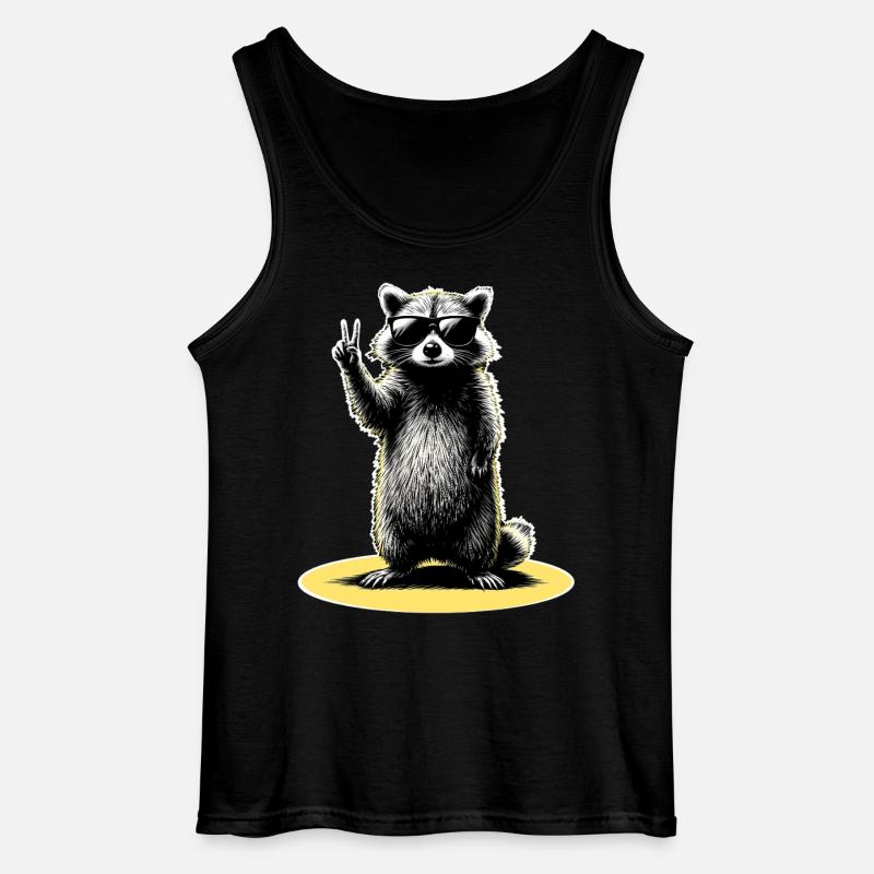 Waschbär Peace - Gildan Männer Tank Top - Schwarz