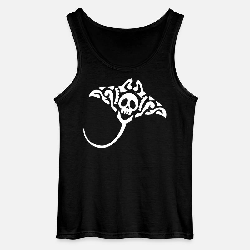 Mantarochen und Schädel (weiß) - Gildan Männer Tank Top - Schwarz