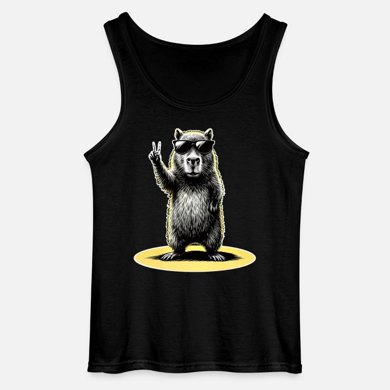 Capybara Peace - Gildan Männer Tank Top - Schwarz
