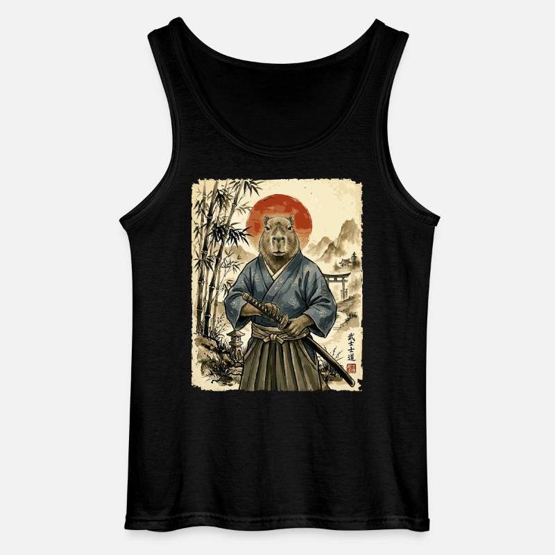 Samurai, Capybara, Japanische Kunst, Anime - Gildan Männer Tank Top - Schwarz