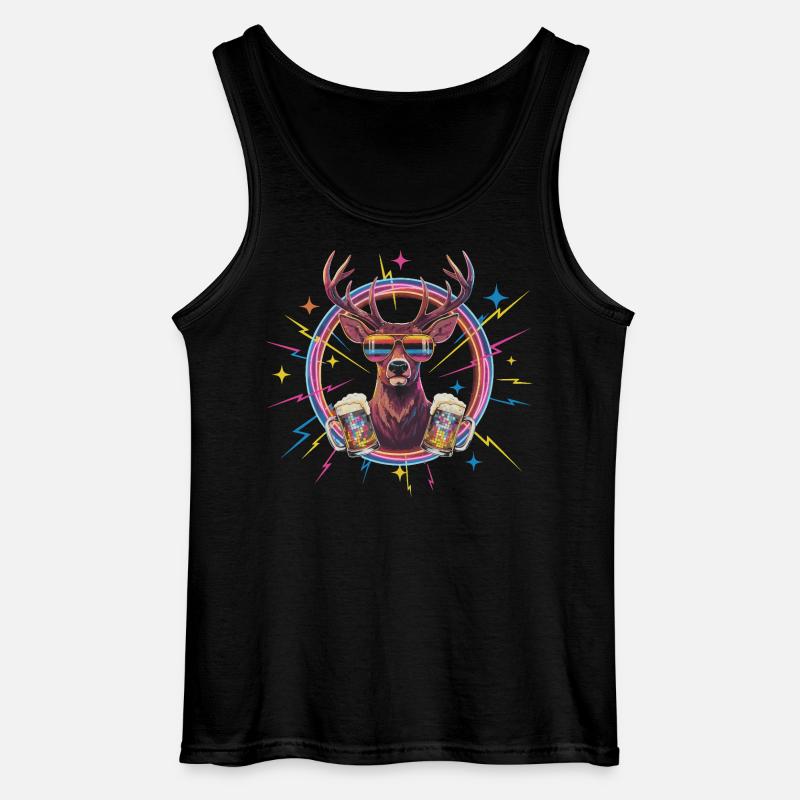 Retro Hirsch Disco Bier - Gildan Männer Tank Top - Schwarz