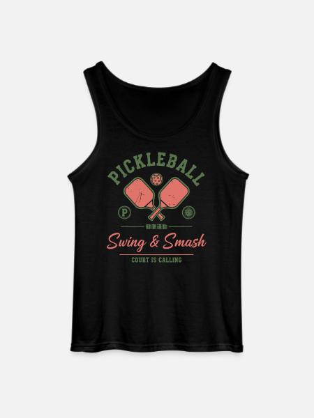 Pickleball Funny Player svingar och smashar court - Gildan tanktopp herr - svart