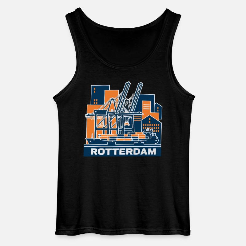 Rotterdam Hafen Kran Containerschiff - Gildan Männer Tank Top - Schwarz