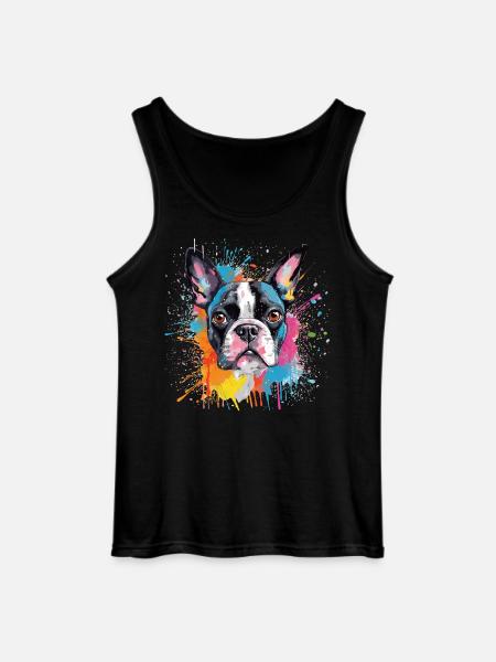 Portrait éclaboussé du Boston Terrier - Débardeur Gildan Homme - noir
