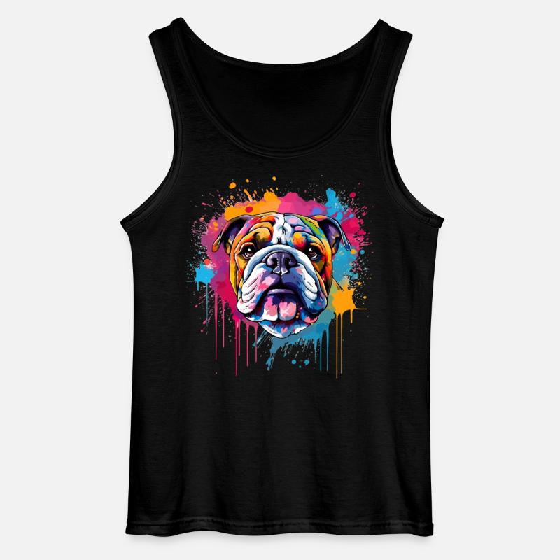 Bunte Hunde-Spritzkunst-Bulldogge - Gildan Männer Tank Top - Schwarz