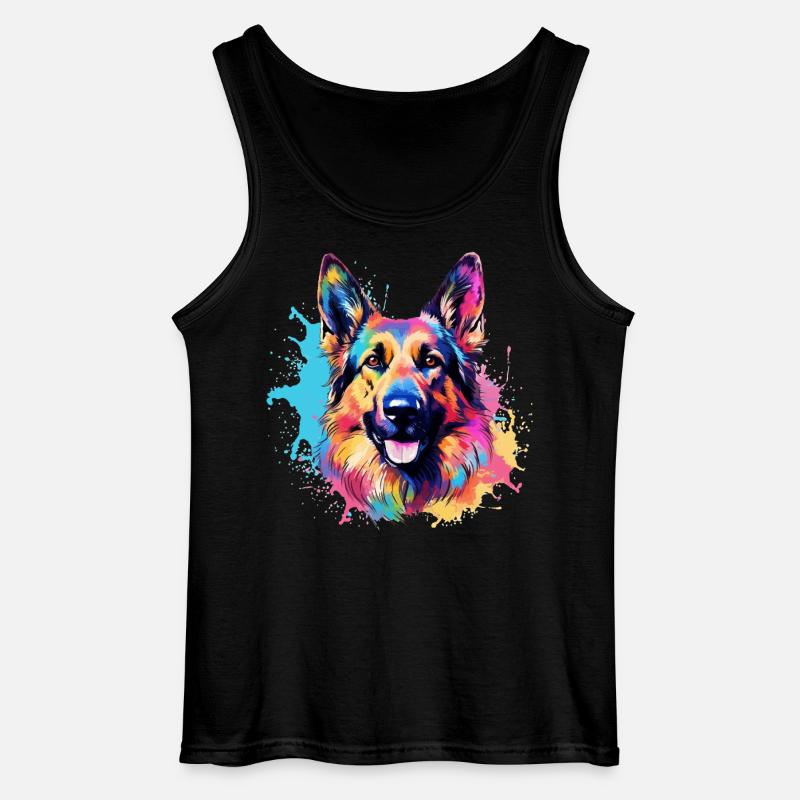 Bunte Hunde-Splash-Art Deutscher Schäferhund - Gildan Männer Tank Top - Schwarz