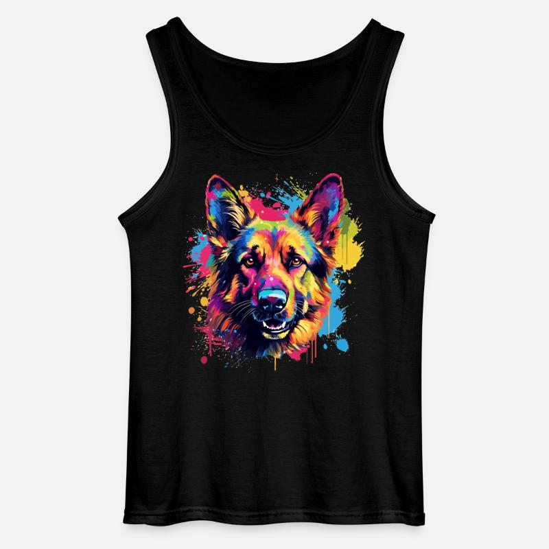 Deutscher Schäferhund Spritzkunst bunt - Gildan Männer Tank Top - Schwarz