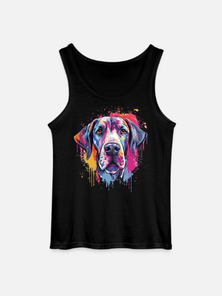 Bunte Hundesplash-Kunst Deutsche Dogge - Gildan Männer Tank Top - Schwarz