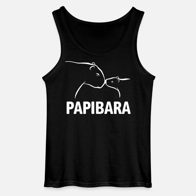 Papibara - Capybara Vater und Kind - Gildan Männer Tank Top - Schwarz