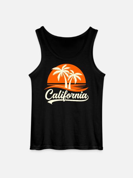 California Palm Trees Sunset - Gildan Men’s Tank Top - black