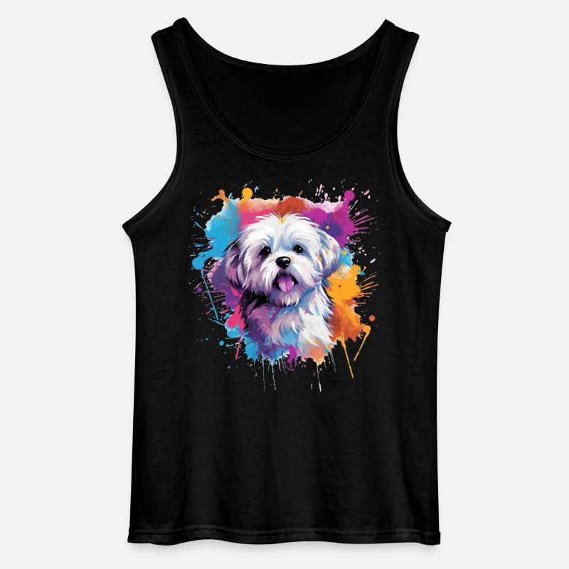 Farbenfrohe Spritzkunst Malteserhund - Gildan Männer Tank Top - Schwarz