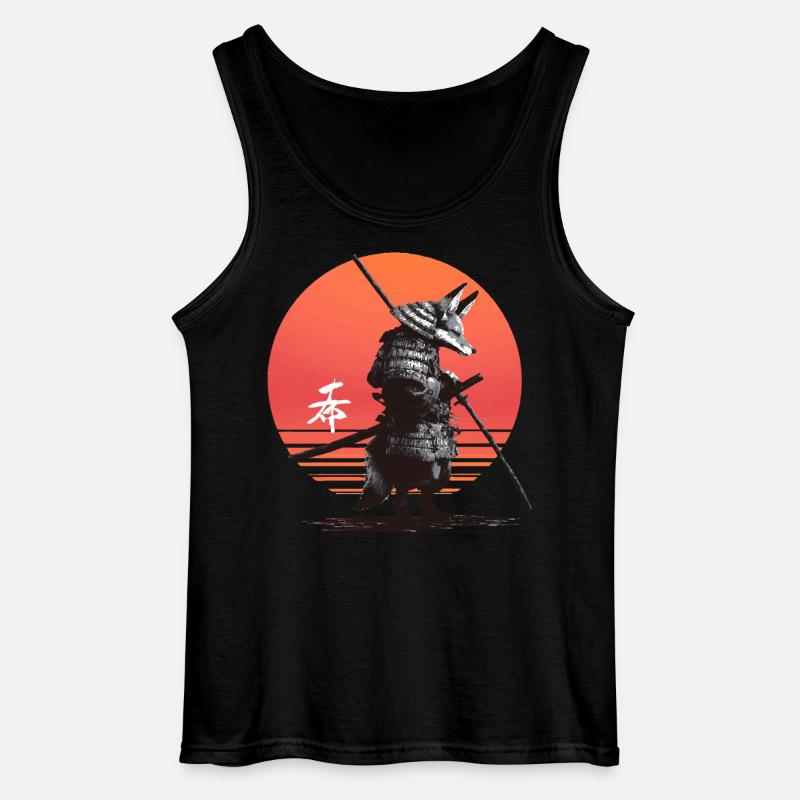 Samurai Fox Warrior at Sunset - Gildan Men’s Tank Top - black