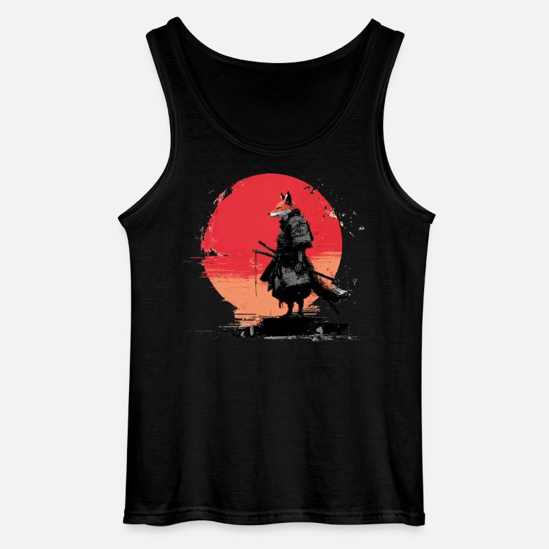 Fox Samurai at Sunset - Gildan Men’s Tank Top - black