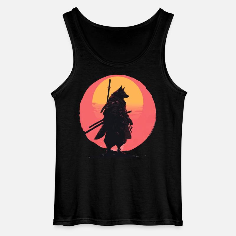 Wolf Sunset Samurai Rider - Gildan Männer Tank Top - Schwarz