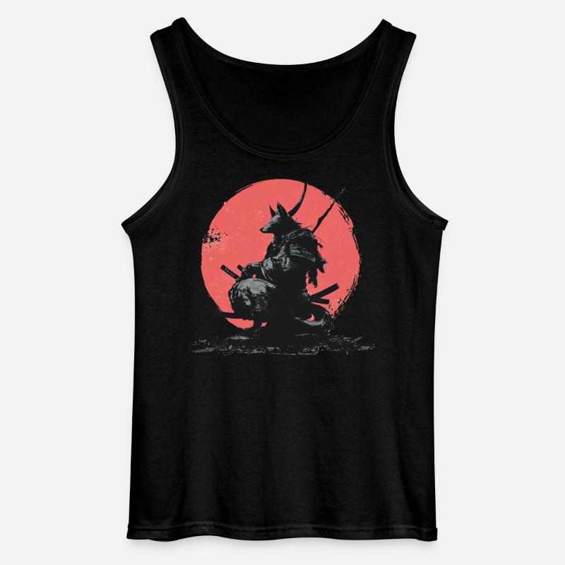 Wolf Samurai on Red Sun - Gildan Men’s Tank Top - black