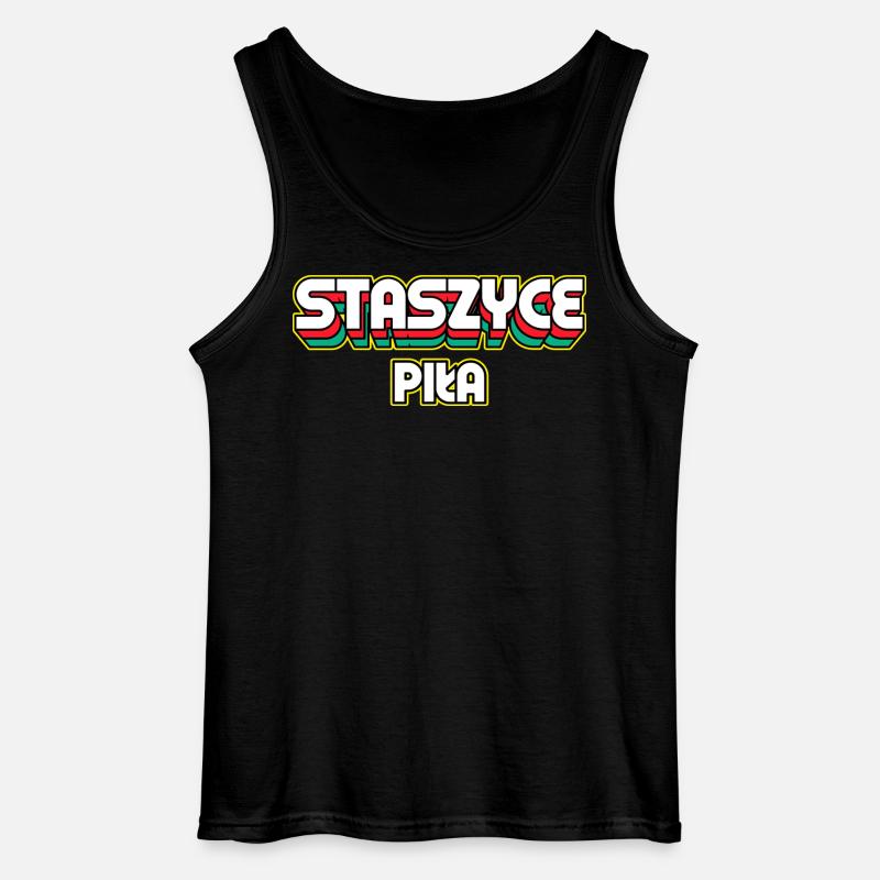 Staszyce Piła. Retro District Name - Gildan Men’s Tank Top - black