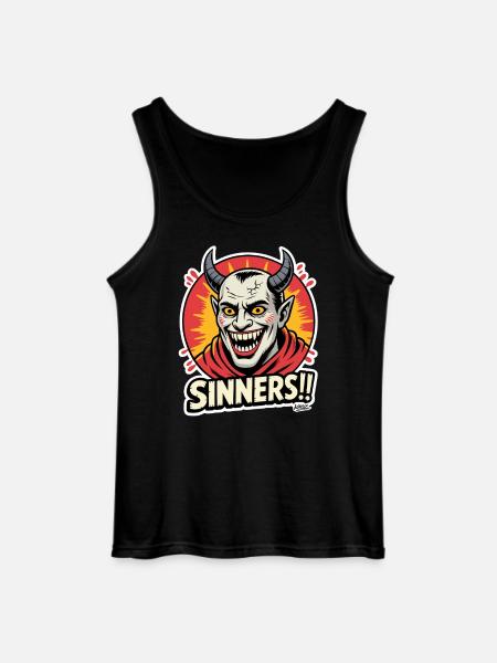 Demonic Grin Sinners Graphic - Gildan Men’s Tank Top - black