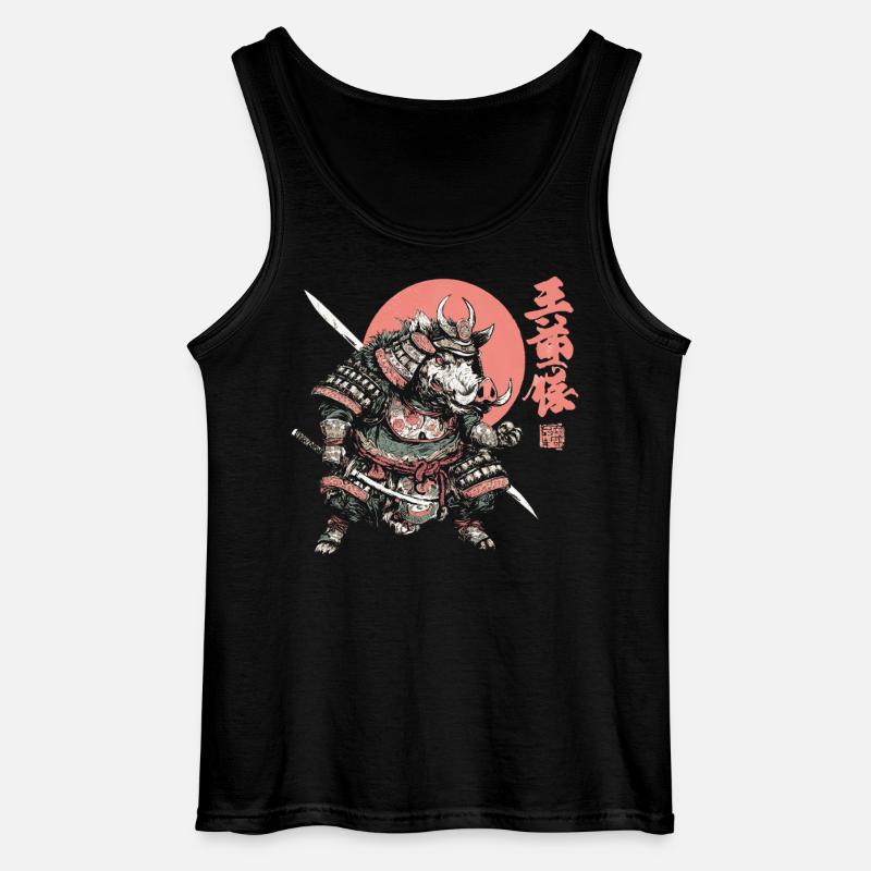 Boar Samurai under Crimson Sun - Gildan Men’s Tank Top - black