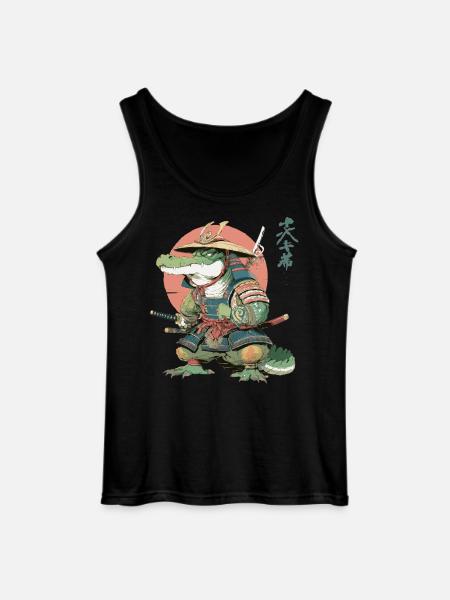 Samurai-Alligator in Sonnenuntergangsrüstung - Gildan Männer Tank Top - Schwarz