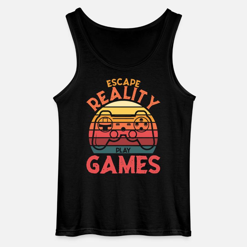 Escape Reality – Games & Play Retro Controller - Gildan Men’s Tank Top - black