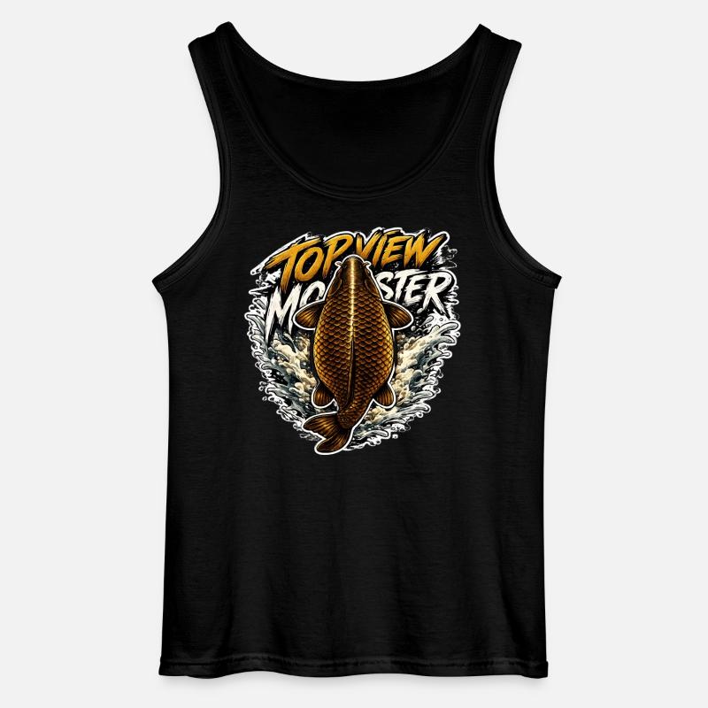 Draufsicht Karpfen-Spritzfischen-Design - Gildan Männer Tank Top - Schwarz
