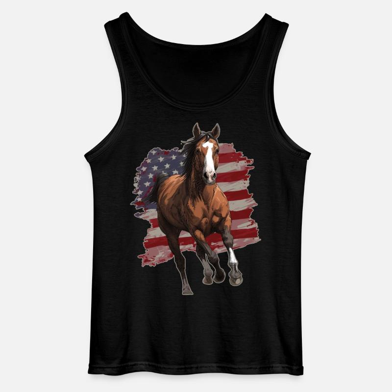Pferd USA Flagge - Gildan Männer Tank Top - Schwarz